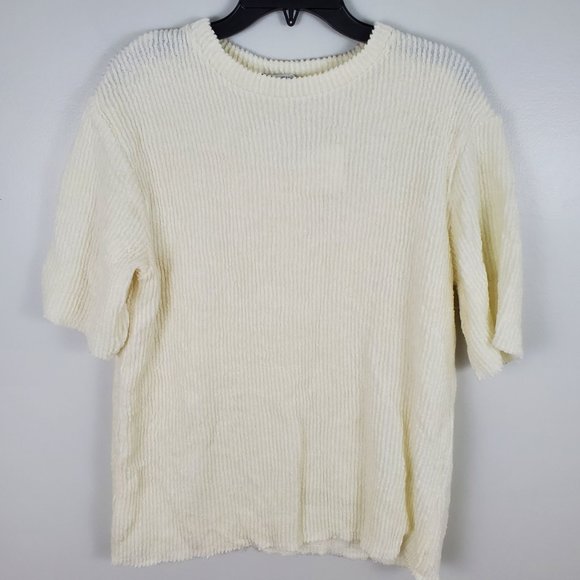 Zara Tops - NWT Zara Basic Ivory Ribbed Short Sleeve Top S